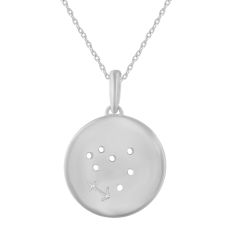 1/4ctw Diamond Halo Sagittarius Constellation Sterling Silver Zodiac Pendant Necklace