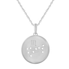 1/4ctw Diamond Halo Scorpio Constellation Sterling Silver Zodiac Pendant Necklace