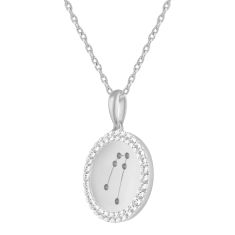 1/4ctw Diamond Halo Taurus Constellation Sterling Silver Zodiac Pendant Necklace