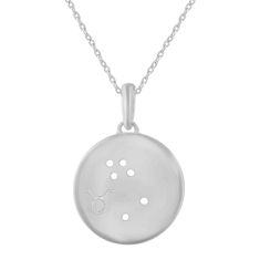 1/4ctw Diamond Halo Taurus Constellation Sterling Silver Zodiac Pendant Necklace