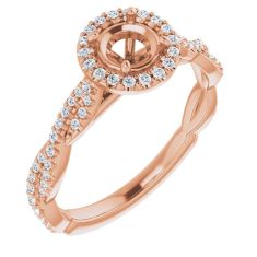 1/4ctw Diamond Halo Twist Rose Gold Engagement Ring Setting