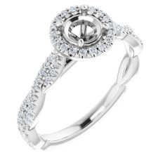 1/4ctw Diamond Halo Twist White Gold Engagement Ring Setting