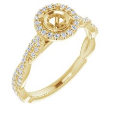 1/4ctw Diamond Halo Twist Yellow Gold Engagement Ring Setting