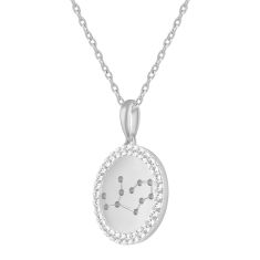 1/4ctw Diamond Halo Virgo Constellation Sterling Silver Zodiac Pendant Necklace