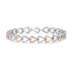1/4ctw Diamond Heart Two-Tone Link Bracelet