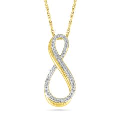 1/4ctw Diamond Infinity Yellow Gold Pendant Necklace