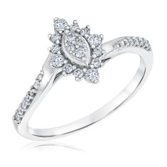 1/4ctw Diamond Marquise-Shaped White Gold Promise Ring