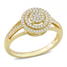 1/4ctw Diamond Round Cluster Yellow Gold Ring