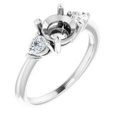 1/4ctw Diamond Three-Stone Pear Cut White Gold Engagement Ring Setting