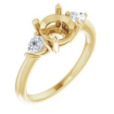 1/4ctw Diamond Three-Stone Pear Cut Yellow Gold Engagement Ring Setting