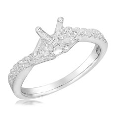 1/4ctw Diamond Twist Band White Gold Engagement Ring Setting