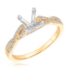 1/4ctw Diamond Twist Yellow Gold Engagement Ring Setting