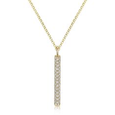 1/4ctw Diamond Vertical Bar Yellow Gold Pendant Necklace