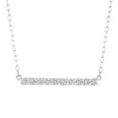 1/4ctw Diamond White Gold Horizontal Bar Pendant Necklace