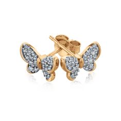 1/4ctw Diamond Yellow Gold Butterfly Earrings