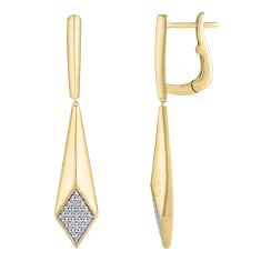 image of 1/4ctw Diamond Yellow Gold Drop Earrings with sku:ZE0405D-YGF1