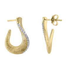 1/4ctw Diamond Yellow Gold Drop Hook Earrings