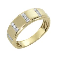 1/4ctw Diamond Yellow Gold Vertical Row Wedding Band | Men's