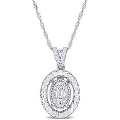 1/4ctw Multi-Shaped Diamond White Gold Pendant Necklace