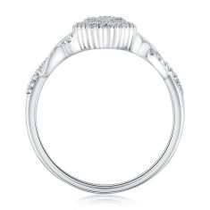 1/4ctw Pear Diamond Cluster Double Halo Sterling Silver Ring