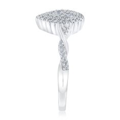 1/4ctw Pear Diamond Cluster Double Halo Sterling Silver Ring