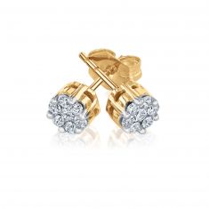 image of 1/4ctw Round Diamond Composite Flower Yellow Gold Stud Earrings with sku:20207098