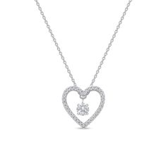 1/4ctw Round Diamond Heart White Gold Pendant Necklace