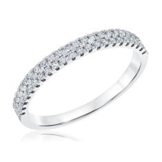 1/4ctw Round Diamond Prong-Set Double Row White Gold Band | Embrace Collection