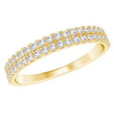 1/4ctw Round Diamond Prong-Set Double Row Yellow Gold Band | Embrace Collection