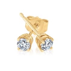 1/4ctw Round Diamond Solitaire Yellow Gold Stud Earrings