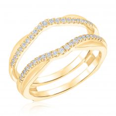 1/4ctw Round Diamond Yellow Gold Ring Guard | Embrace Collection