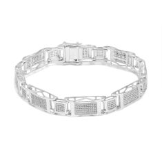 1 5/8 ctw Diamond Sterling Silver Bracelet | Men's | 10.05mm
