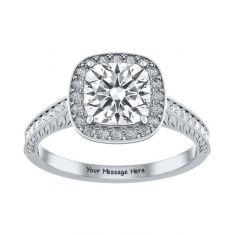 1 5/8ctw Cushion Halo Diamond Platinum Engagement Ring | Custom Made