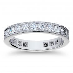 1 5/8ctw Round Diamond Milgrain Platinum Eternity Wedding Band | Size 7