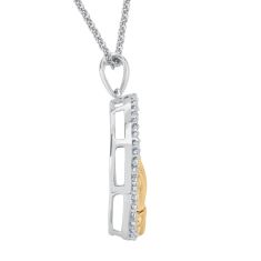1/5ctw Diamond Cross and Praying Hands Two-Tone Pendant Necklace