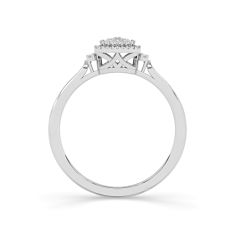 1/5ctw Diamond Cushion Frame Sterling Silver Promise Ring