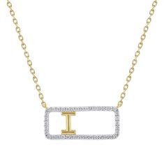 1/5ctw Diamond Frame Yellow Gold Uppercase Initial I Pendant Necklace