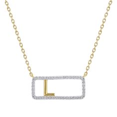 1/5ctw Diamond Frame Yellow Gold Uppercase Initial L Pendant Necklace