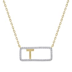 1/5ctw Diamond Frame Yellow Gold Uppercase Initial T Pendant Necklace