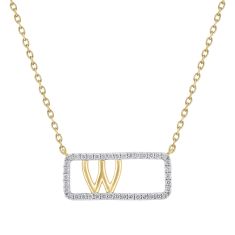 1/5ctw Diamond Frame Yellow Gold Uppercase Initial W Pendant Necklace