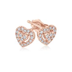 1/5ctw Diamond Heart Rose Gold Stud Earrings