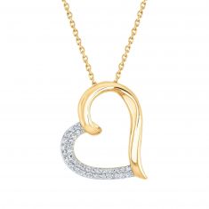 1/5ctw Diamond Heart Yellow Gold Pendant Necklace