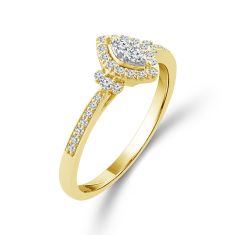 image of 1/5ctw Diamond Marquise Cluster Halo Yellow Gold Promise Ring with sku:RP-2313A78-Y