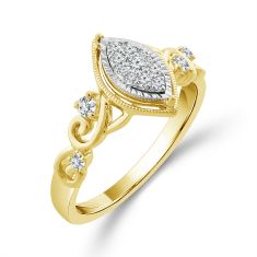1/5ctw Diamond Marquise Cluster Yellow Gold Promise Ring