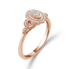 1/5ctw Diamond Scalloped Halo Rose Gold Promise Ring
