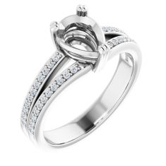 1/5ctw Diamond Split Row White Gold Engagement Ring Setting