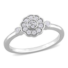 1/5ctw Diamond Sterling Silver Floral Promise Ring