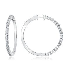 1/5ctw Diamond Sterling Silver Hoop Earrings 30mm