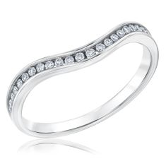 1/5ctw Round Diamond Curved White Gold Wedding Band | Embrace Collection
