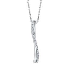 1/6ctw Diamond Curved Vertical Bar Pendant Necklace